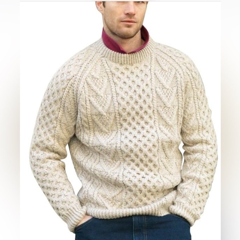 Men's Cream Cable Knit Sweater